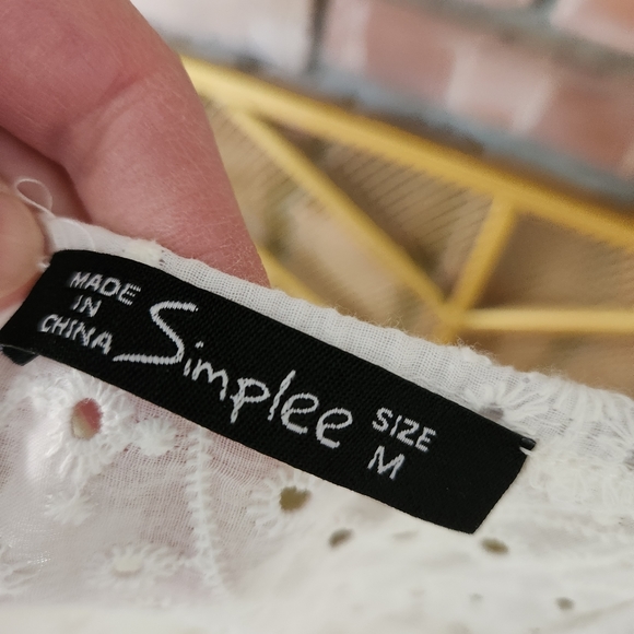 Simplee White Babydoll Eyelet Crochet Maxi Dress - Picture 11 of 15